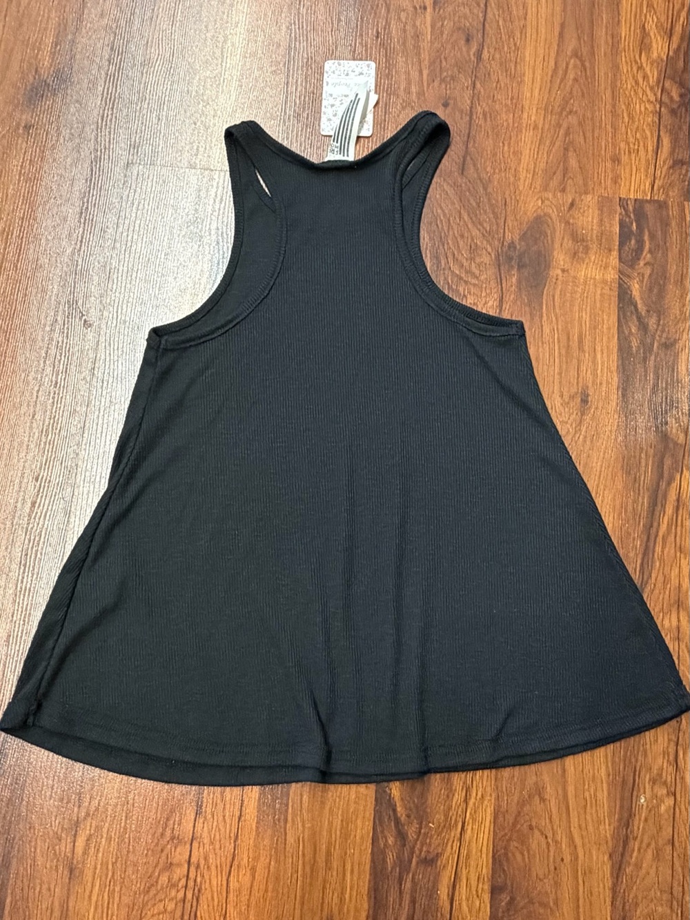 Free People Black Ribbed Flared Racerback Tank - Picture 3 of 5